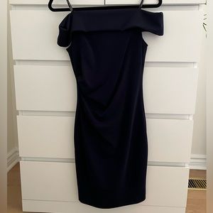 Vince Camuto navy strapless cocktail dress